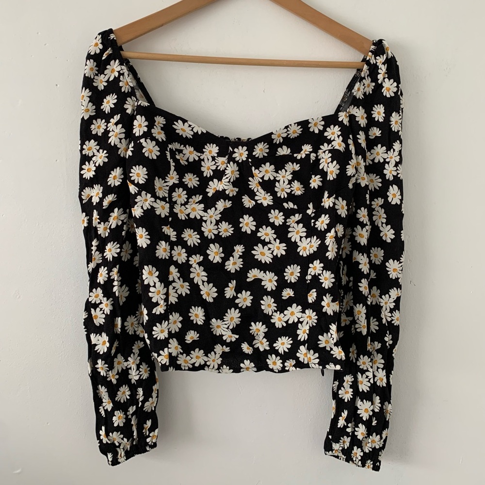 Reformation Black and White Floral Blouse